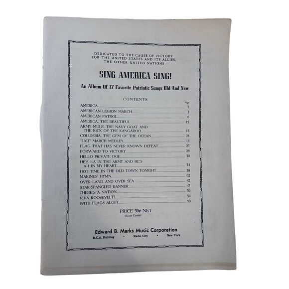 Sing America Sing Edward B Marks Music Corporation Patriotic Songs Old and New - Picture 3 of 7